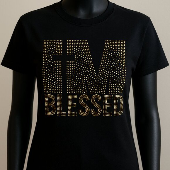 I’M BLESSED Rhinestone T-Shirt – Faith & Inspiration Tee - Picture 1 of 1